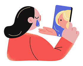 Illustration of person comforting someone on the phone
